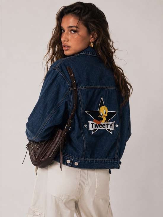 Warner Bros. Other - Warner Bros Tweety Bird 2000’s Dark Wash Denim Jacket Medium